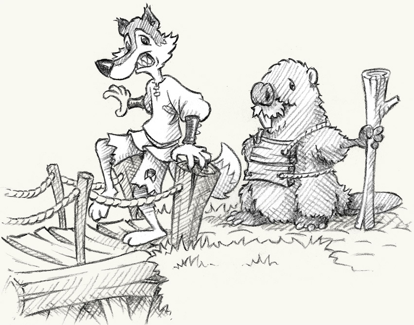Mr Wolf stepped onto the bridge and the logs beneath his feet shifted. Suddenly he wasn't so eager to cross